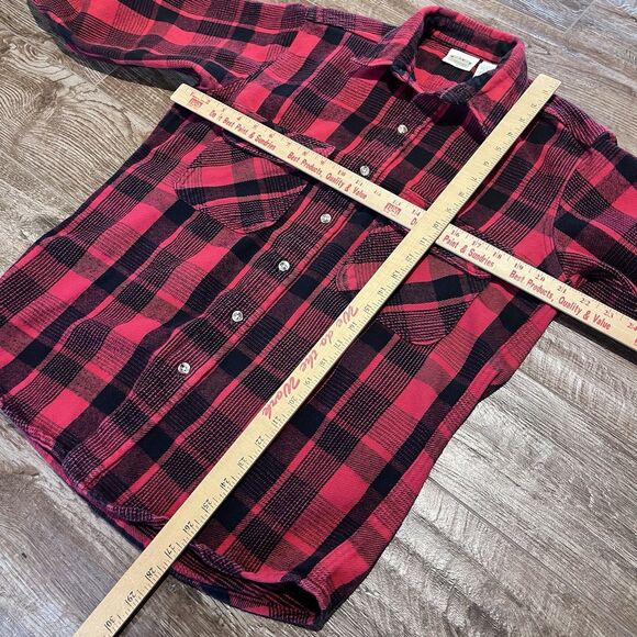 Vintage Five Brothers Flannel Shirt Men’s Medium Buffalo Plaid Red Black Cotton - Picture 7 of 7